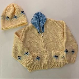 Hand Knit Sweater and Hat size 6/7